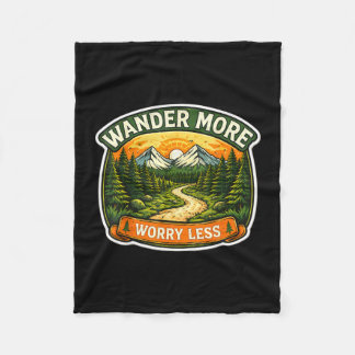 Wander more worry less hiking trekking hiker fleece blanket