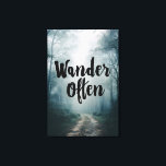 Wander Often Misty Forest Path Quote Canvas Print<br><div class="desc">A quiet forest trail disappears into soft morning mist, bathed in warm golden light filtering through tall trees. The elegant black script “Wander Often” floats gracefully over the path, inviting viewers to embrace exploration, curiosity, freedom, and the simple joy of moving forward. The scene radiates calm introspection, gentle encouragement, wanderlust,...</div>