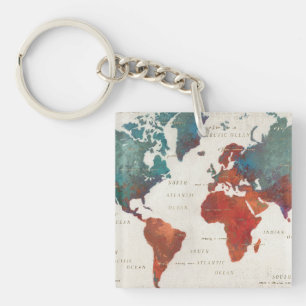 Wander Often, Wander Always Map With Quote Keychain