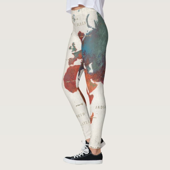Wander Often, Wander Always Map With Quote Leggings (Left)