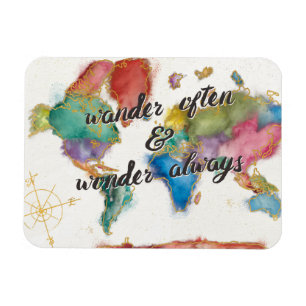 Wander Often, Wander Always Map With Quote Magnet