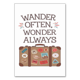 Wander Often, Wonder Always Travel Quote Table Number