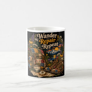 Wander Repair Repeat – Patchwork Backpack Vintage  Coffee Mug