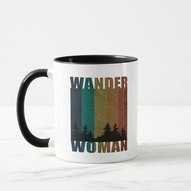 Wander woman hiking camping vintage mug (Left)