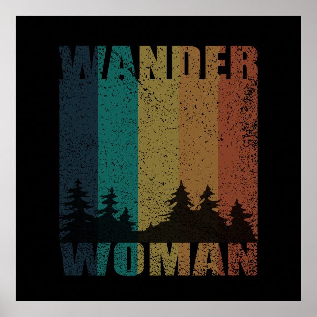 Wander woman hiking camping vintage poster (Front)