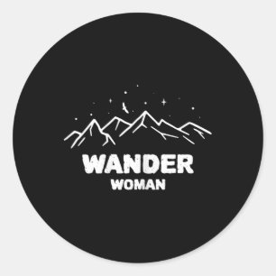 Wander Woman Hiking Hiking Climbing Classic Round Sticker