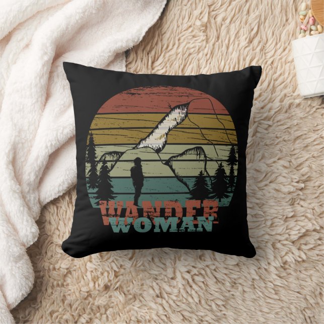 wander woman hiking throw pillow (Blanket)