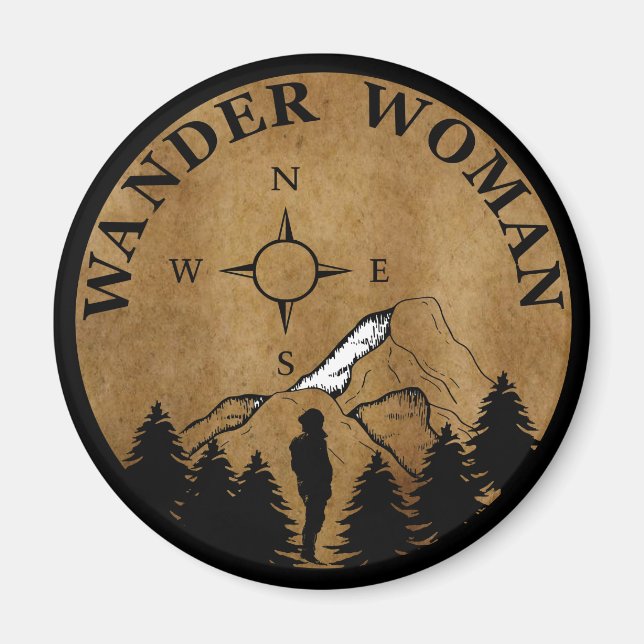 wander woman hiking vintage magnet (Front)