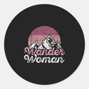 Wander Woman Mountain Camping Hiking Girls Outdoor Classic Round Sticker