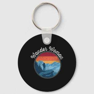 Wander Woman Retro Sunset - Climbing Hiking Outdoo Keychain