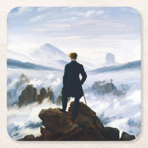 Wanderer above the Sea of Fog, Caspar D Friedrich Square Paper Coaster