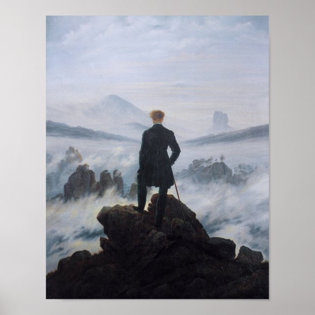 Wanderer above the Sea of Fog Poster Print (Front)