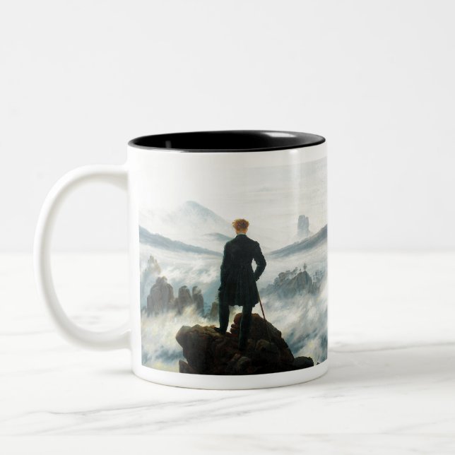 Wanderer above the Sea of Fog Two-Tone Coffee Mug (Left)