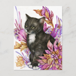 Wanderer - Carte postale Tuxedo Cat Art