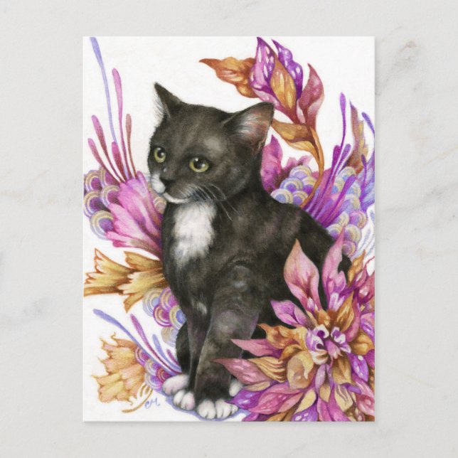 Wanderer - Carte postale Tuxedo Cat Art (Devant)