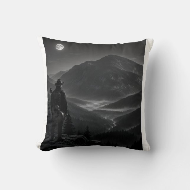 Wanderer Collection WO08 – Moonlit Mountain Overlo Throw Pillow (Front)
