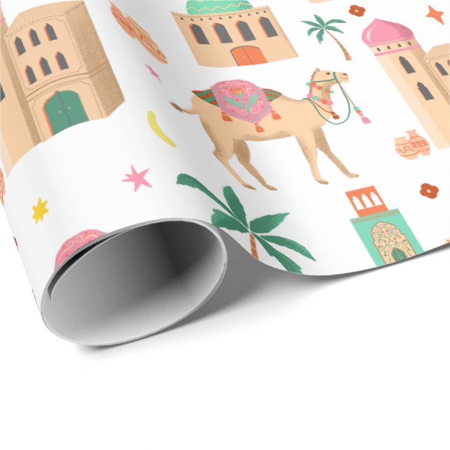 Wandering Camel Caravan Wrapping Paper (Roll Corner)