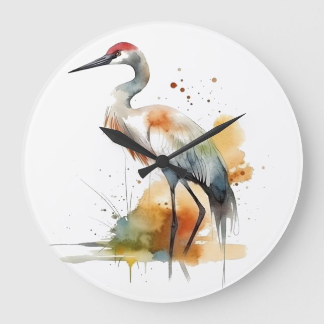 Wandering Crane Large Clock (Front)