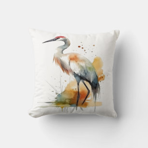 Wandering Crane Throw Pillow