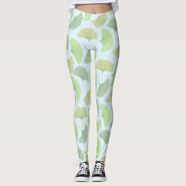 Wandering Green Ginkgo Leggings (Front)