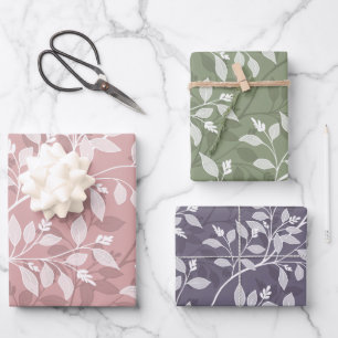 Wandering Leaves Elegant Botanical Pattern Wrapping Paper Sheet