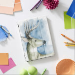 Wandering Stag - Watercolor iPad Pro Cover<br><div class="desc">Wandering Stag II by Grace Popp. Features a beautiful watercolor stag with a soft blue background.</div>