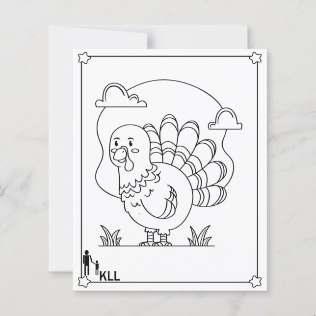 Wandering turkey colouring pages (Front)