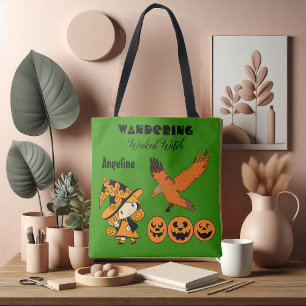 Wandering Wicked Witch Personalized Halloween Cute Tote Bag