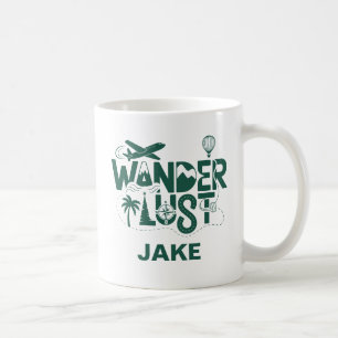 Wanderlust Adventure Custom Name Travel Gift Coffee Mug