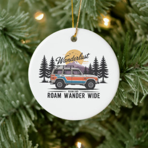 Wanderlust Camper - Roam and Roam Wander Wide Ceramic Ornament
