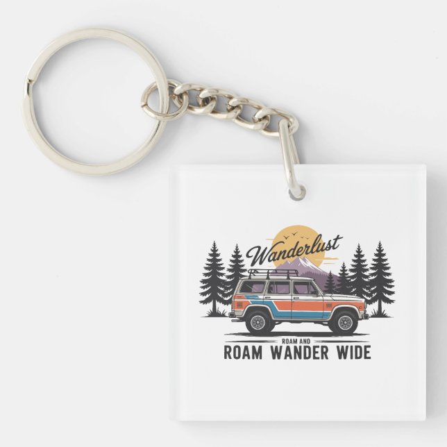 Wanderlust Camper - Roam and Roam Wander Wide Keychain (Front)