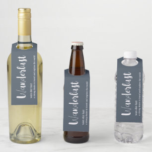 Wanderlust definition white grey blue colour bottle tag