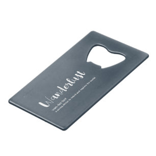 Wanderlust definition white grey blue colour credit card bottle opener