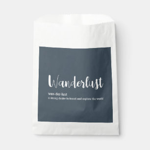 Wanderlust definition white grey blue colour  favour bag
