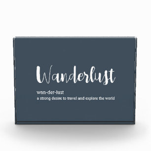 Wanderlust definition white grey blue colour photo block