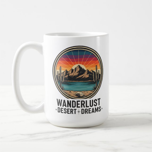Wanderlust Desert Dreams Retro Sunset Travel Coffee Mug (Left)