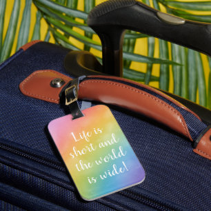Wanderlust Dreams Watercolor Gold Heart Luggage Tag