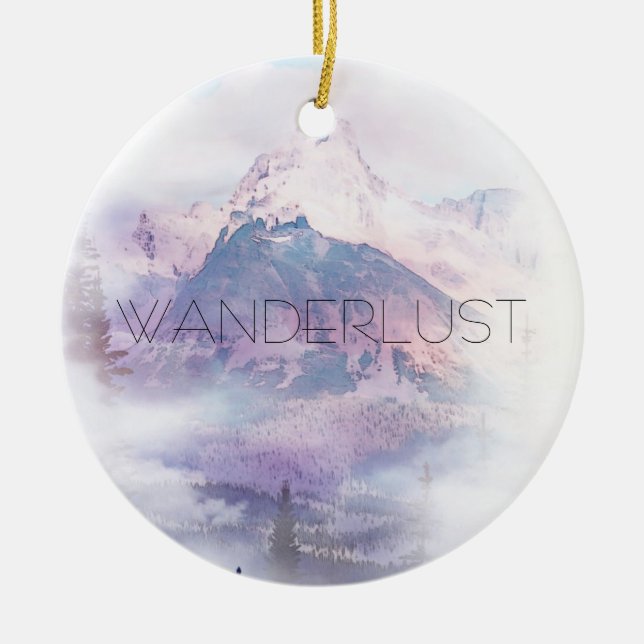 Wanderlust Dreamscape Mountain Ceramic Ornament (Front)