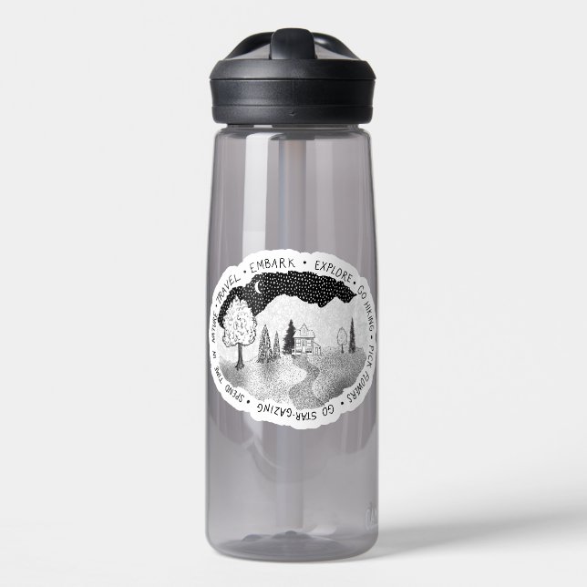Wanderlust for Nature Lovers & Adventurers  Water Bottle (Front)