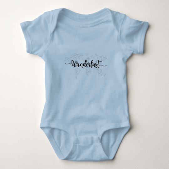 Wanderlust geometric world map baby bodysuit