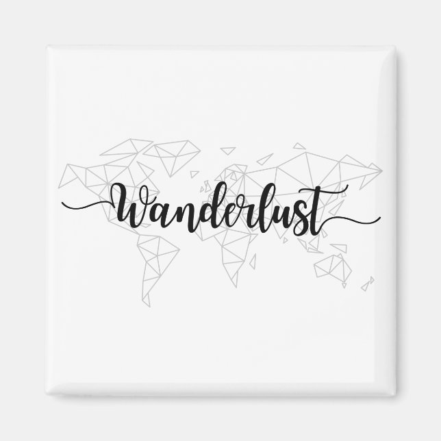 Wanderlust geometric world map magnet (Front)
