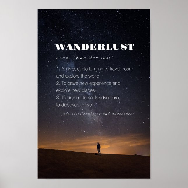Wanderlust Mot Définition Poster de voyage (Devant)