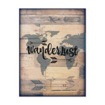 Wanderlust Rustic Wood Travel Carte postale
