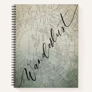 Wanderlust Teal Ombre Watercolor Adventure Map Notebook