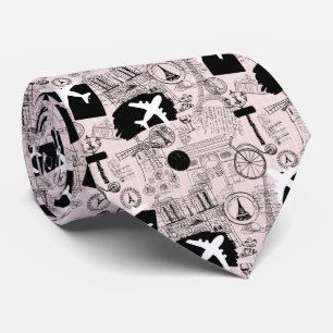 Wanderlust Travel Pattern Neck Tie