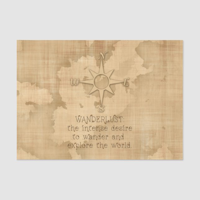 Wanderlust..." Travelling Quote on Vintage Paper (Front)