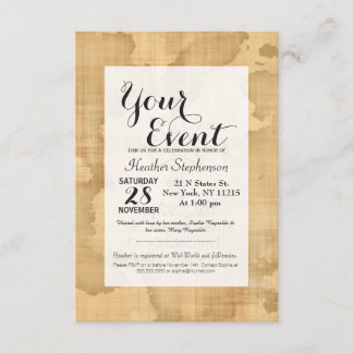 Wanderlust..." Travelling Quote on Vintage Paper Invitation