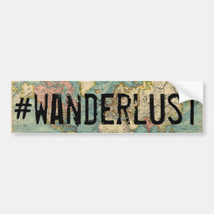 Wanderlust Vintage Map Bumper Sticker