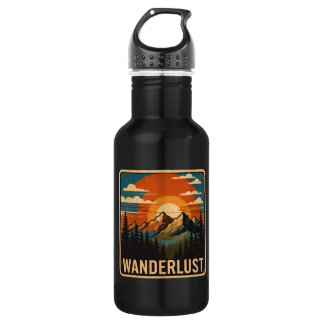 Wanderlust Vintage Mountain Water Bottle