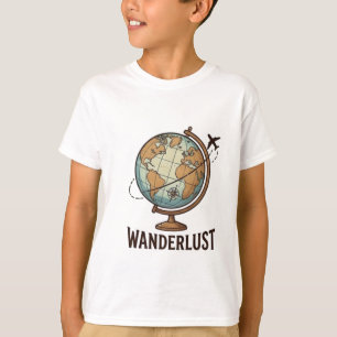 Wanderlust Vintage World Globe Airplane Travel T-Shirt